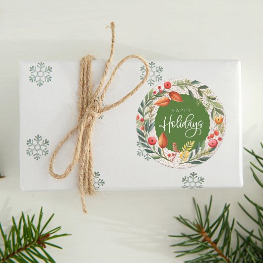 ハッピーホリデーズリースウォーターカラー ラウンドシール