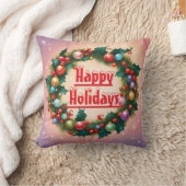 ハッピーホリデーズリースカラフルクリスマスススススノー クッション (ブランケット)