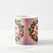 ハッピーホリデーズリースカラフルクリスマスススススノー コーヒーマグカップ (中央)