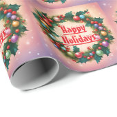 ハッピーホリデーズリースカラフルクリスマスススススノー ラッピングペーパー (ロールコーナー)