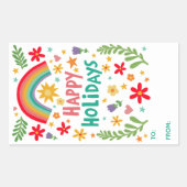 ハッピーホリデーズレインボーカスタムキュートTO 長方形シール (正面)