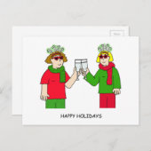 ハッピーホリデーズレズビアンカップルファンキーイン衣装 シーズンポストカード (正面/裏面)