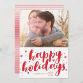 ハッピーホリデーズレタリングラベルフォトクリスマス シーズンカード (正面/裏面)