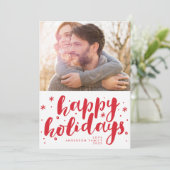 ハッピーホリデーズレタリングラベルフォトクリスマス シーズンカード (スタンド正面)
