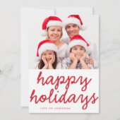 ハッピーホリデーズレタリング赤数々の写真 シーズンカード (正面)