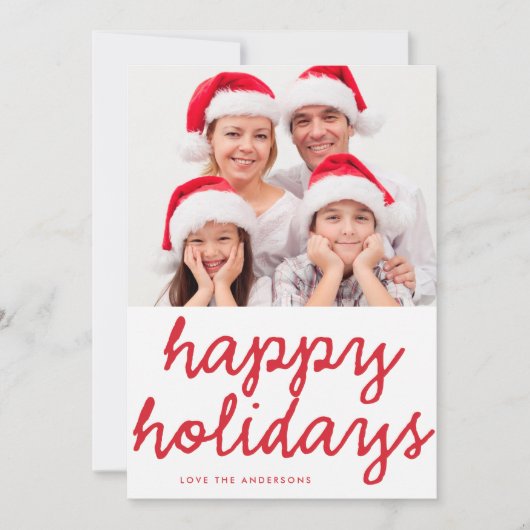 ハッピーホリデーズレタリング赤数々の写真 シーズンカード (正面)
