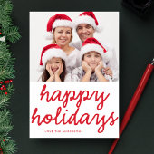 ハッピーホリデーズレタリング赤数々の写真 シーズンカード