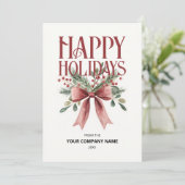 ハッピーホリデーズレッドウォーター色の弓ビジネスロゴ シーズンカード (スタンド正面)