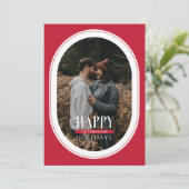 ハッピーホリデーズレッドオーバルフレームフォトカード シーズンカード (スタンド正面)