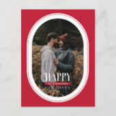 ハッピーホリデーズレッドオーバルフレームフォトポストカード シーズンポストカード (正面)