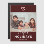 ハッピーホリデーズレッドキャンディーケーンファミリーフォトモダン (正面/裏面)
