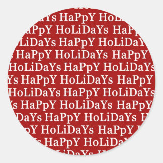 ハッピーホリデーズレッドクリスマスステッカー ラウンドシール