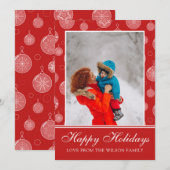 ハッピーホリデーズレッドクリスマスデコレーションフォト シーズンカード (正面/裏面)