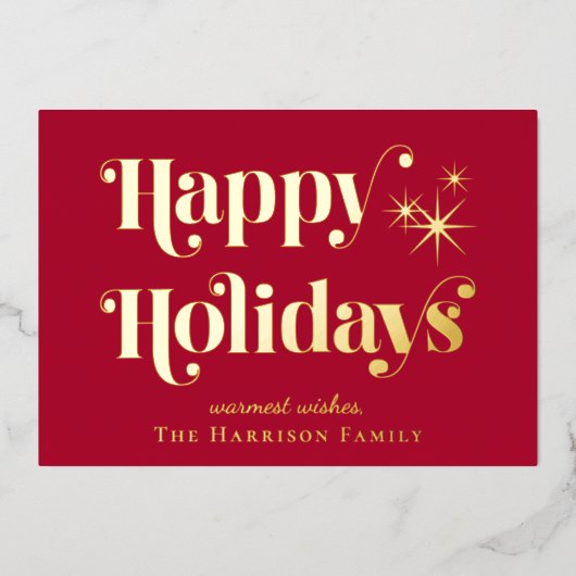 ハッピーホリデーズレッドクリスマス 箔シーズンカード (正面)