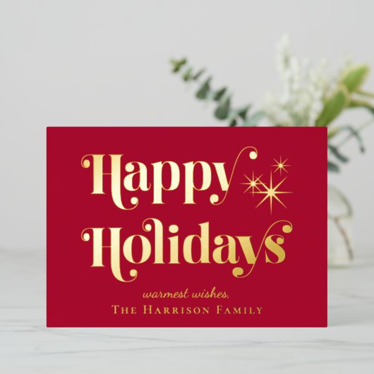 ハッピーホリデーズレッドクリスマス 箔シーズンカード (立ち正面)