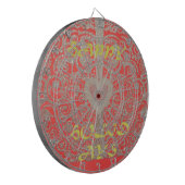 ハッピーホリデーズレッドグリッターハートデザイン ダーツボード (正面左)