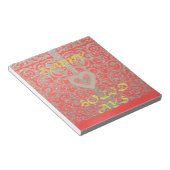 ハッピーホリデーズレッドグリッターハートデザイン ノートパッド (アングル)