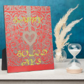 ハッピーホリデーズレッドグリッターハートデザイン フォトプラーク (側面)