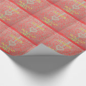 ハッピーホリデーズレッドグリッターハートデザイン ラッピングペーパー (角)