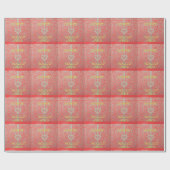 ハッピーホリデーズレッドグリッターハートデザイン ラッピングペーパー (フラット)