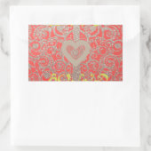 ハッピーホリデーズレッドグリッターハートデザイン 長方形シール (バッグ)