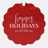 ハッピーホリデーズレッドグリッターモダンビジネス オーナメントカード (正面)