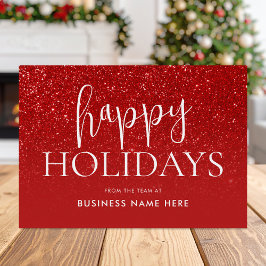 ハッピーホリデーズレッドグリッターモダンビジネス シーズンカード
