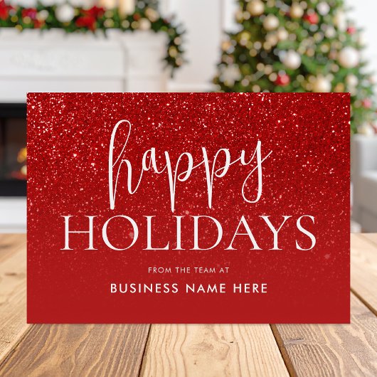 ハッピーホリデーズレッドグリッターモダンビジネス シーズンカード