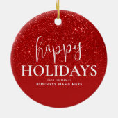 ハッピーホリデーズレッドグリッターモダンビジネス セラミックオーナメント (裏面)