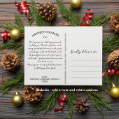 ハッピーホリデーズレッドグリーンボタニカルフォトコラージュ シーズンポストカード