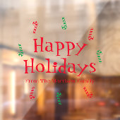 ハッピーホリデーズレッドグリーン名前をカスタムするキャンディーケーン ウィンドウサイン (シート2)