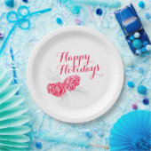 ハッピーホリデーズレッドグレーコーン紙プレート ペーパープレート (パーティー)