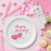 ハッピーホリデーズレッドグレーコーン紙プレート ペーパープレート (パーティー)