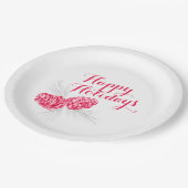 ハッピーホリデーズレッドグレーコーン紙プレート ペーパープレート (アングル)