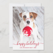 ハッピーホリデーズレッドスクリプト2フォトクリスマス シーズンカード (正面)