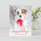 ハッピーホリデーズレッドスクリプト2フォトクリスマス シーズンカード (スタンド正面)