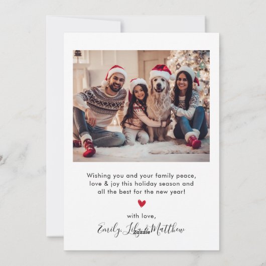 ハッピーホリデーズレッドスクリプト2フォトクリスマス シーズンカード (裏面)