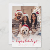 ハッピーホリデーズレッドスクリプト2フォトクリスマス シーズンカード (正面)