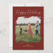 ハッピーホリデーズレッドスクリプモダントのミニマリスト写真 シーズンカード (正面)