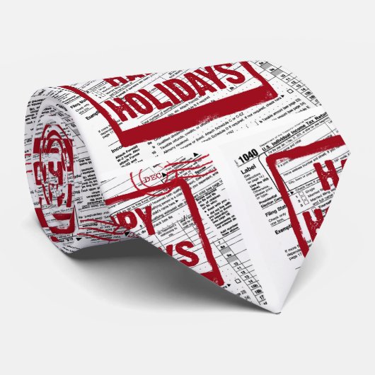 ハッピーホリデーズレッドスタンプ税型枠 ネクタイ (ロール)