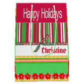 ハッピーホリデーズレッドストライプ抱き枕 ミディアムペーパーバッグ (裏面)