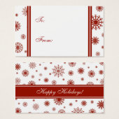 ハッピーホリデーズレッドスノーフレークスギフトラベル (正面&裏面)