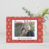 ハッピーホリデーズレッドスノーフレーク写真&グリーティング シーズンカード (スタンド正面)
