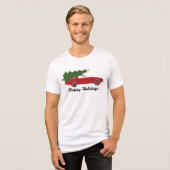 ハッピーホリデーズレッドスポーツカークリスマスツリー トライブレンドTシャツ (正面全面)