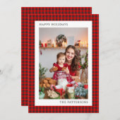 ハッピーホリデーズレッドタータンチェック写真 |クリスマス (正面/裏面)