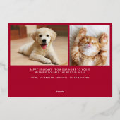 ハッピーホリデーズレッドフォトクリスマス 箔シーズンカード (裏面)