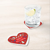 ハッピーホリデーズレッドフォークアートハート ペーパーコースター (インサイチュ)