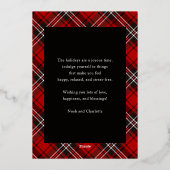 ハッピーホリデーズレッドプレイドタータンチェックフォトクリスマス 箔シーズンカード (裏面)