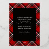 ハッピーホリデーズレッドプレイドタータンチェックフォトクリスマス 箔シーズンカード (裏面)