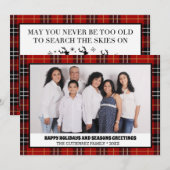 ハッピーホリデーズレッドプレイドフォトファミリークリスマス シーズンカード (正面/裏面)